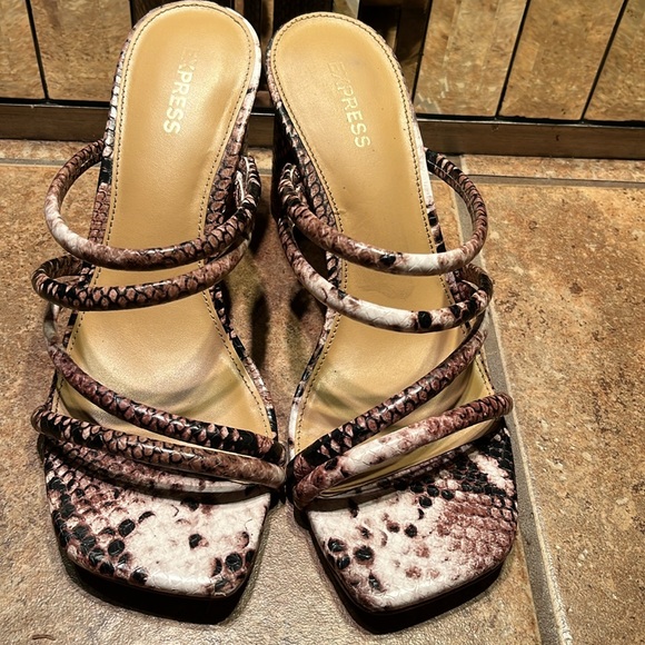 Brown & Black Faux Snake Skin Sandals - Picture 4 of 7